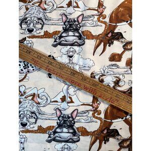 Fabric -OOP Dogs Yoga Poses Mike McCartney Timeless Treasures 2007 36" L x 45" W